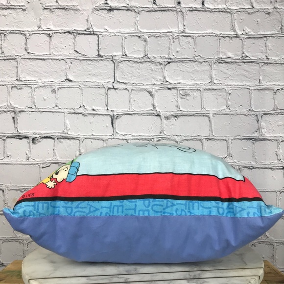 Peanuts Snoopy All-Stars Vintage 90’s Charlie Brown Baseball Blue Square Pillow - Picture 3 of 7